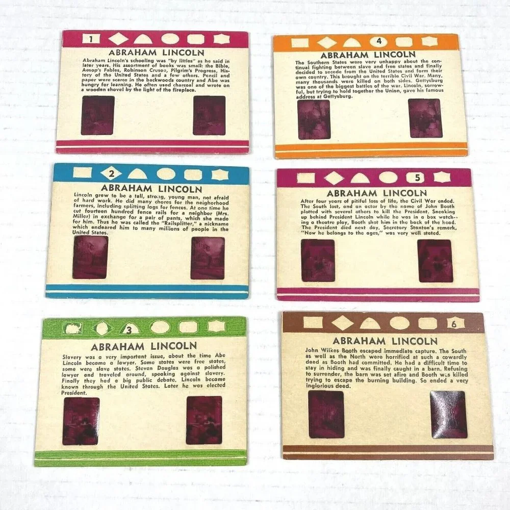 Vintage Radex Stereo Stories Views Film‎ Cards 3D Abe Lincoln Presidents Vol 18